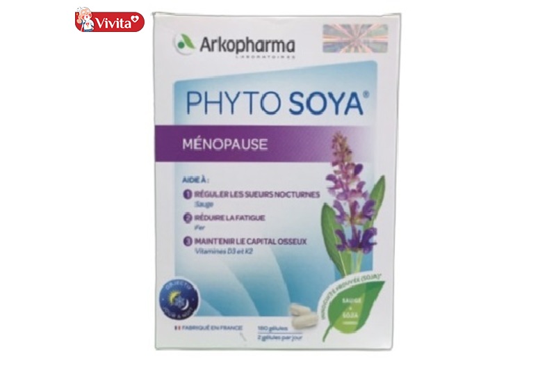 Viên uống Phytosoya Menopause của Pháp có chiết xuất từ mầm đậu nành cùng các thành phần khác như kẽm, vitamin E,... tốt cho phụ nữ sau 45 tuổi.