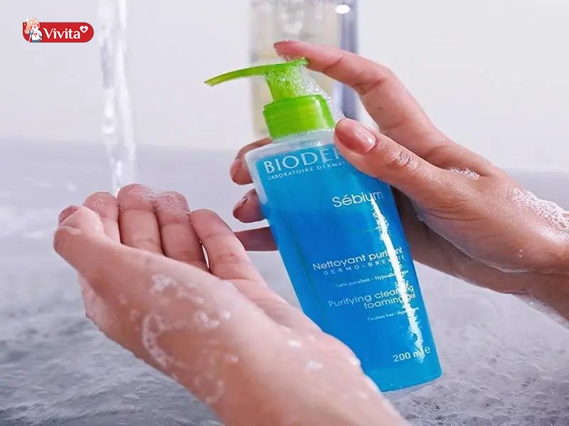 Cách dùng Gel Rửa Mặt Bioderma Sebium Gel Moussant