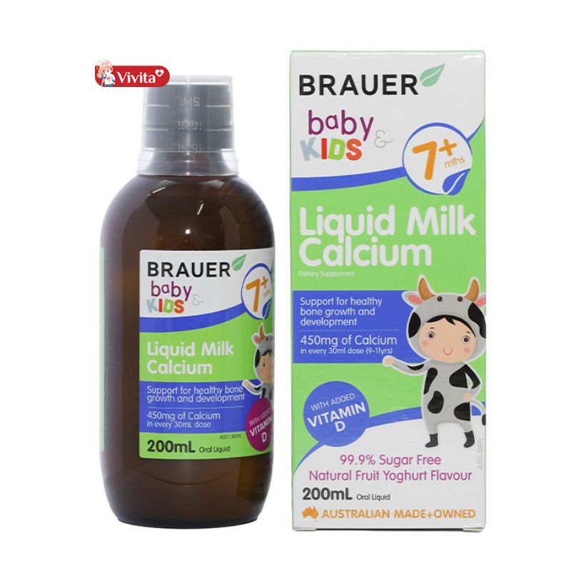 Thông tin tổng quan về Siro Brauer Liquid Milk Calcium bổ sung canxi cho trẻ