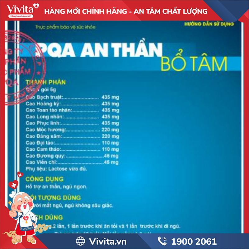 Thành phần của PQA An Thần Bổ Tâm