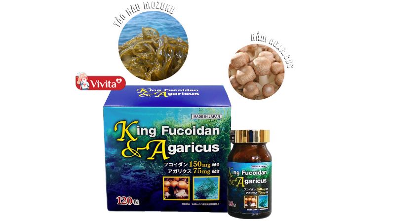 Viên uống hỗ trợ điều trị ung thư King Fucoidan & Agaricus hộp 120 viên