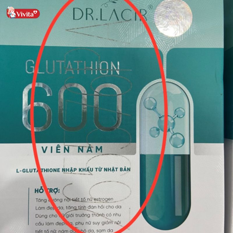 Mã laser được in trên bao bì Glutathione 600 Dr.Lacir