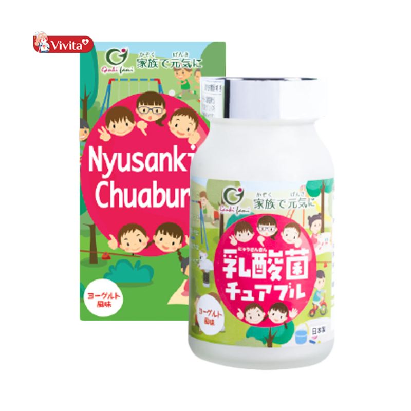 Kẹo ngậm bổ sung lợi khuẩn Genki Fami Nyusankin Chuaburu