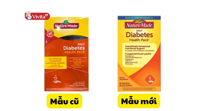 Nature Made Diabetes Health Pack mẫu mới và mẫu cũ