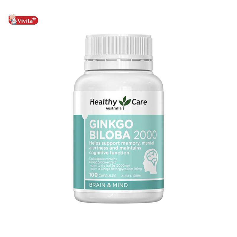 Viên uống bổ não Healthy Care Ginkgo Biloba 2000mg Úc