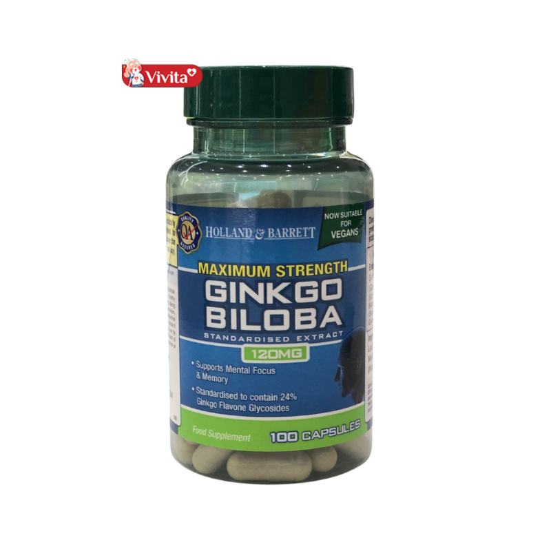 Viên uống bổ não Ginkgo Biloba 120mg Holland & Barrett Anh