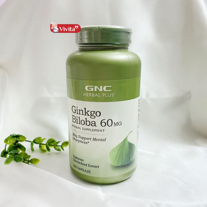 Viên uống bổ não Ginkgo Biloba 60mg GNC Herbal Mỹ