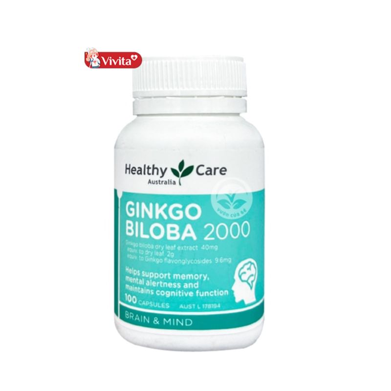 Viên uống bổ não Healthy Care Ginkgo Biloba 2000mg Úc