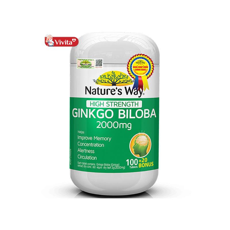 Viên uống Nature's Way High Strength Ginkgo Biloba 2000mg Úc