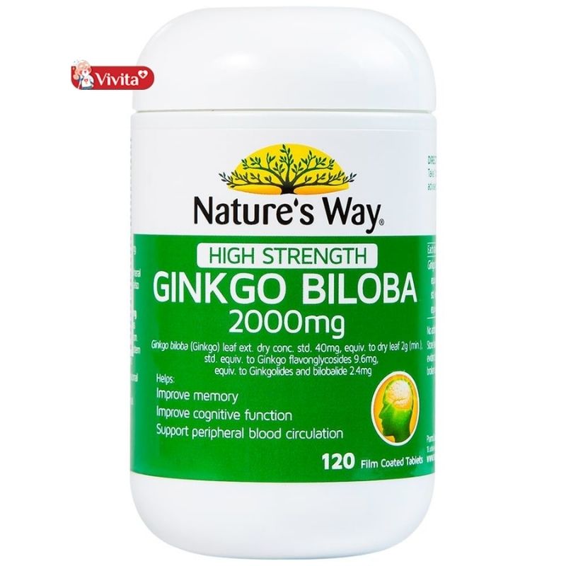 Viên uống bổ não Nature's Way High Strength Ginkgo Biloba 2000mg