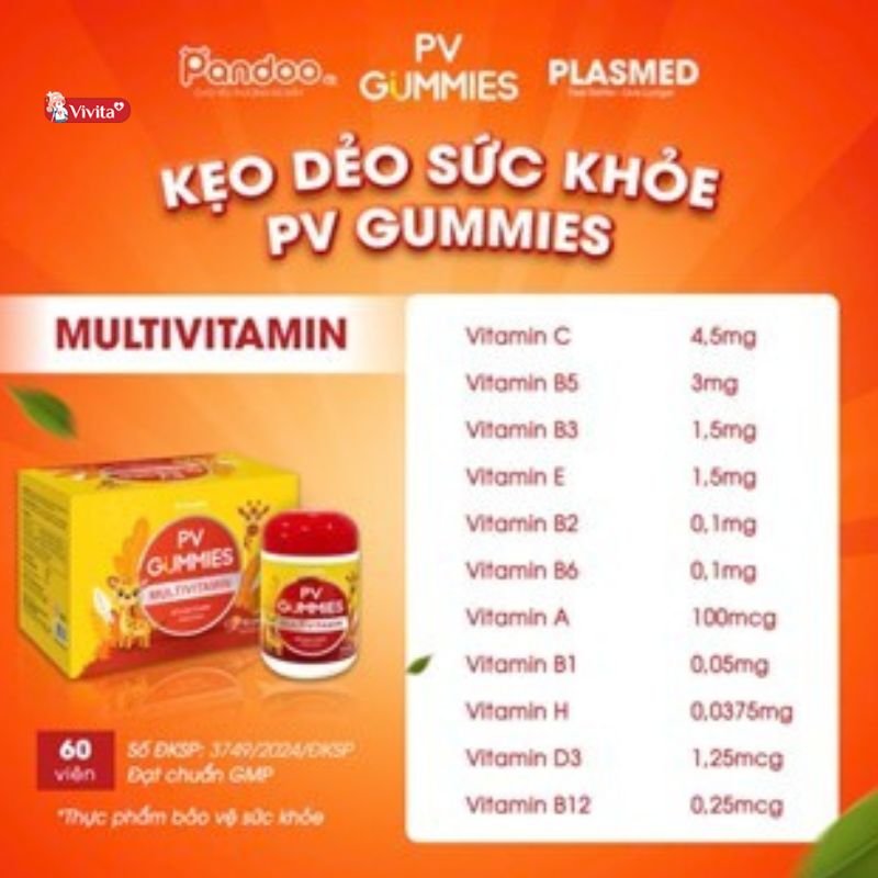 Kẹo dẻo sức khỏe Pv Gummies Multivitamin