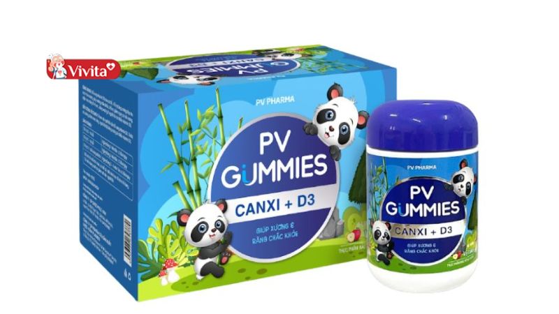 PV Gummies Canxi + D3 Kẹo Dẻo Hỗ Trợ Xương Răng Chắc Khỏe (Hộp 60 viên)