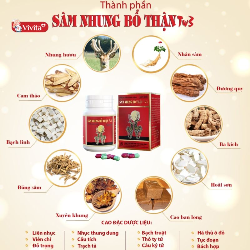 Thành phần Sâm Nhung Bổ Thận TW3
