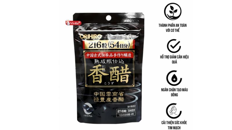 Tổng quan viên uống giấm đen Orihiro